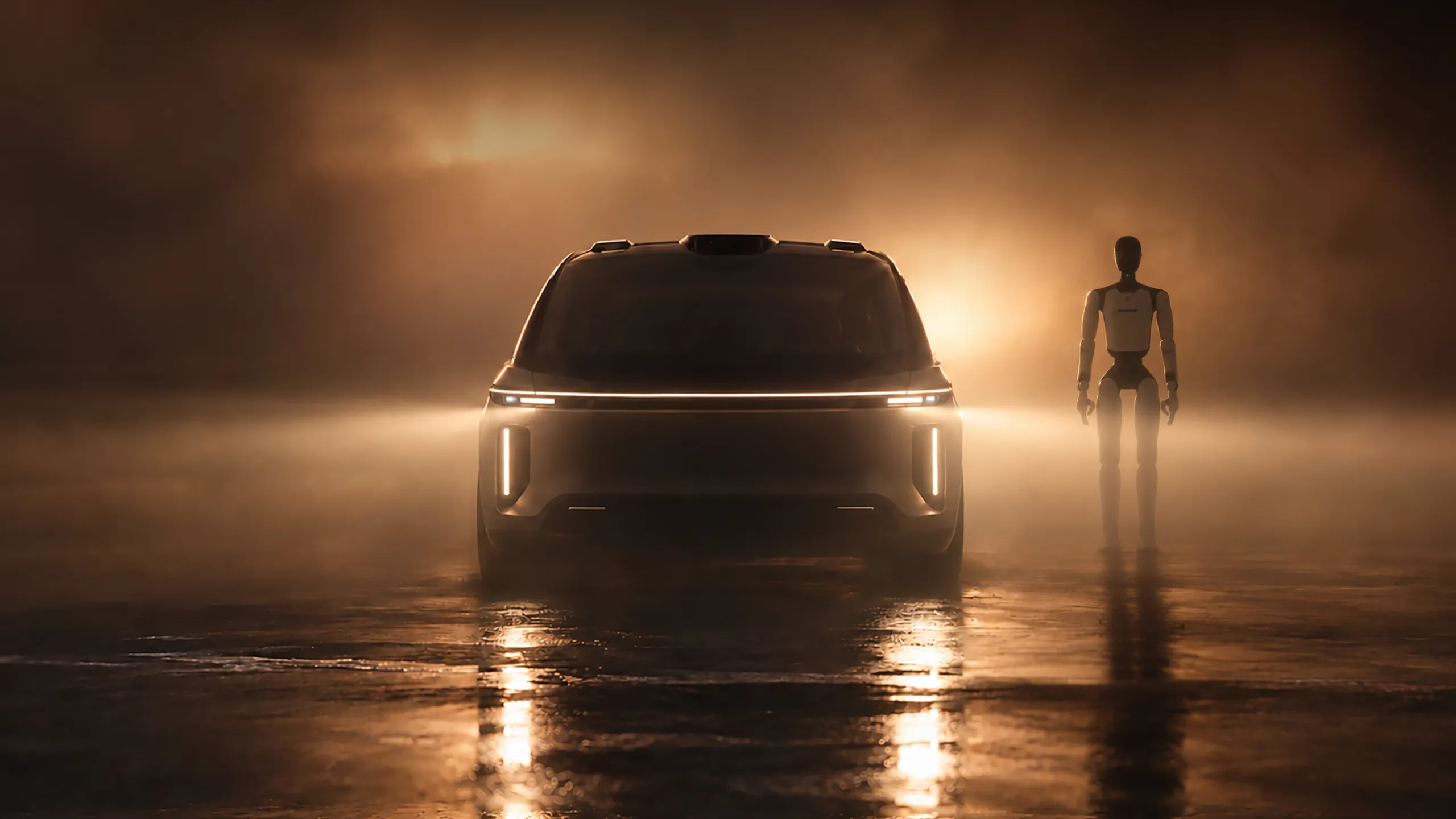 Faraday Future robotaxi operations and EAI cabin strategy announcement graphic